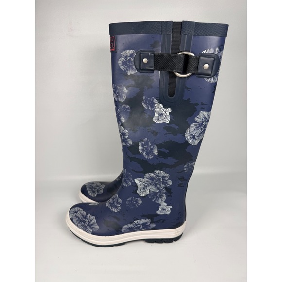 Helly Hansen Veierland 2 Graphic Tall Rain Boots Navy Floral Women's‎ US 8 - Picture 4 of 9